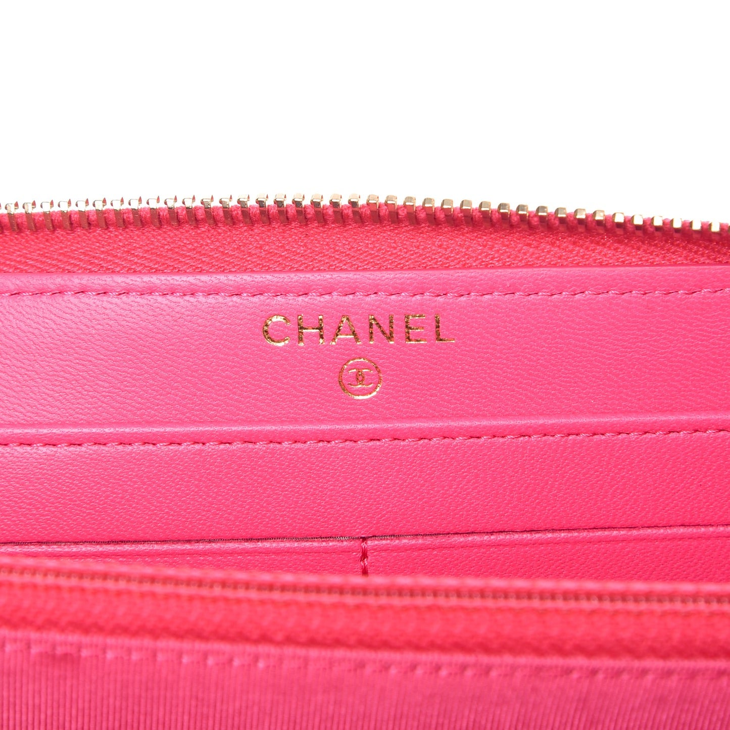 Lambskin Quilted Large Gusset Zip Around Wallet Fuchsia