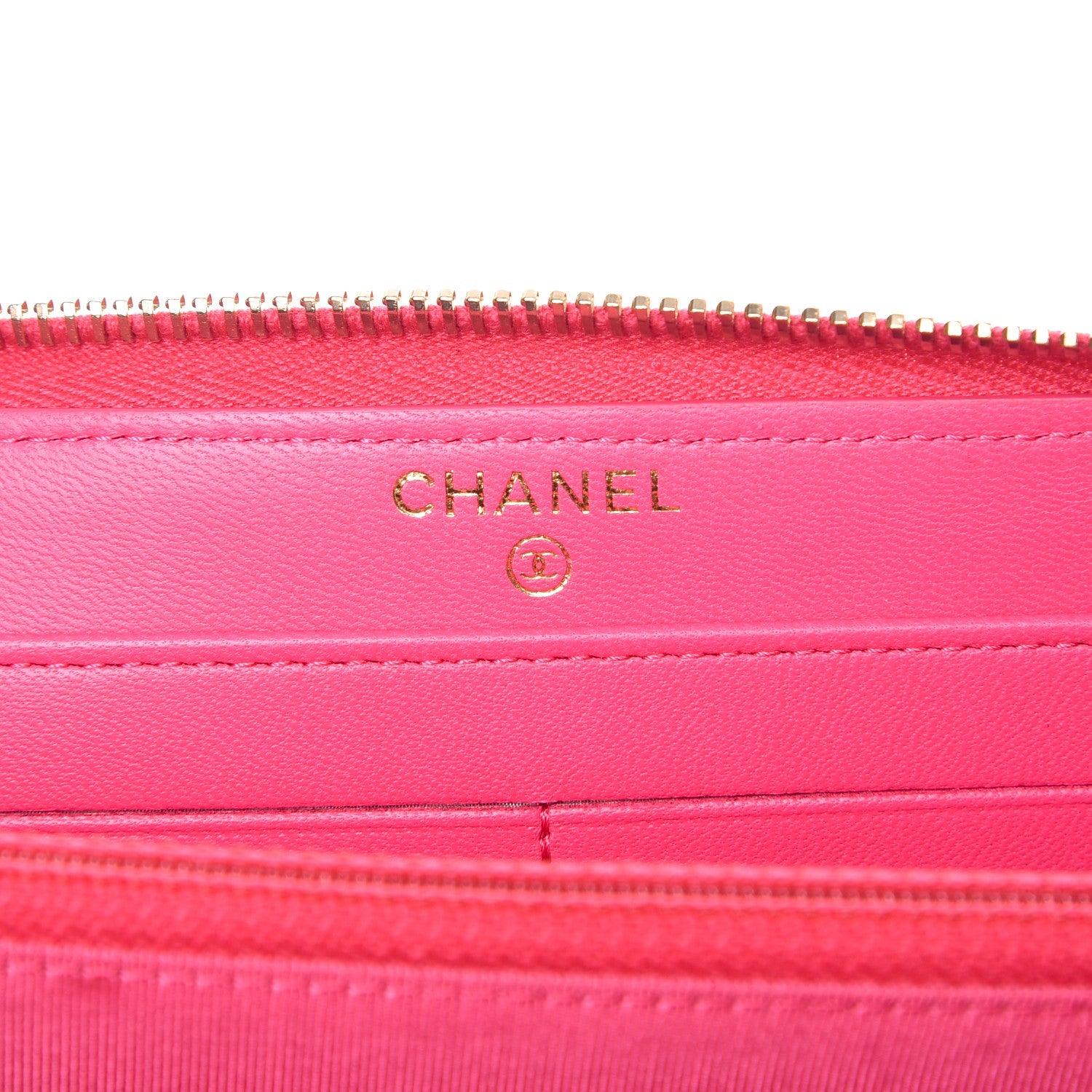 Chanel Lambskin Quilted Large Gusset Zip Around Wallet Fuchsia 6 of 8