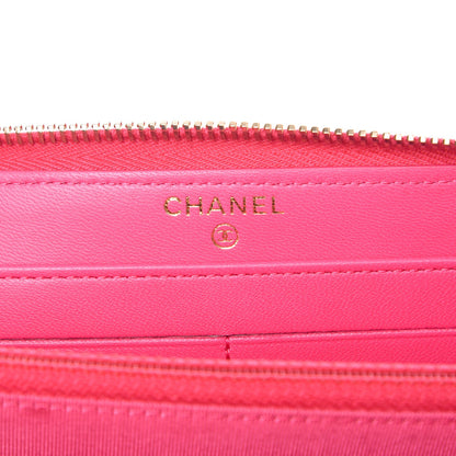 Chanel Lambskin Quilted Large Gusset Zip Around Wallet Fuchsia 6 of 8