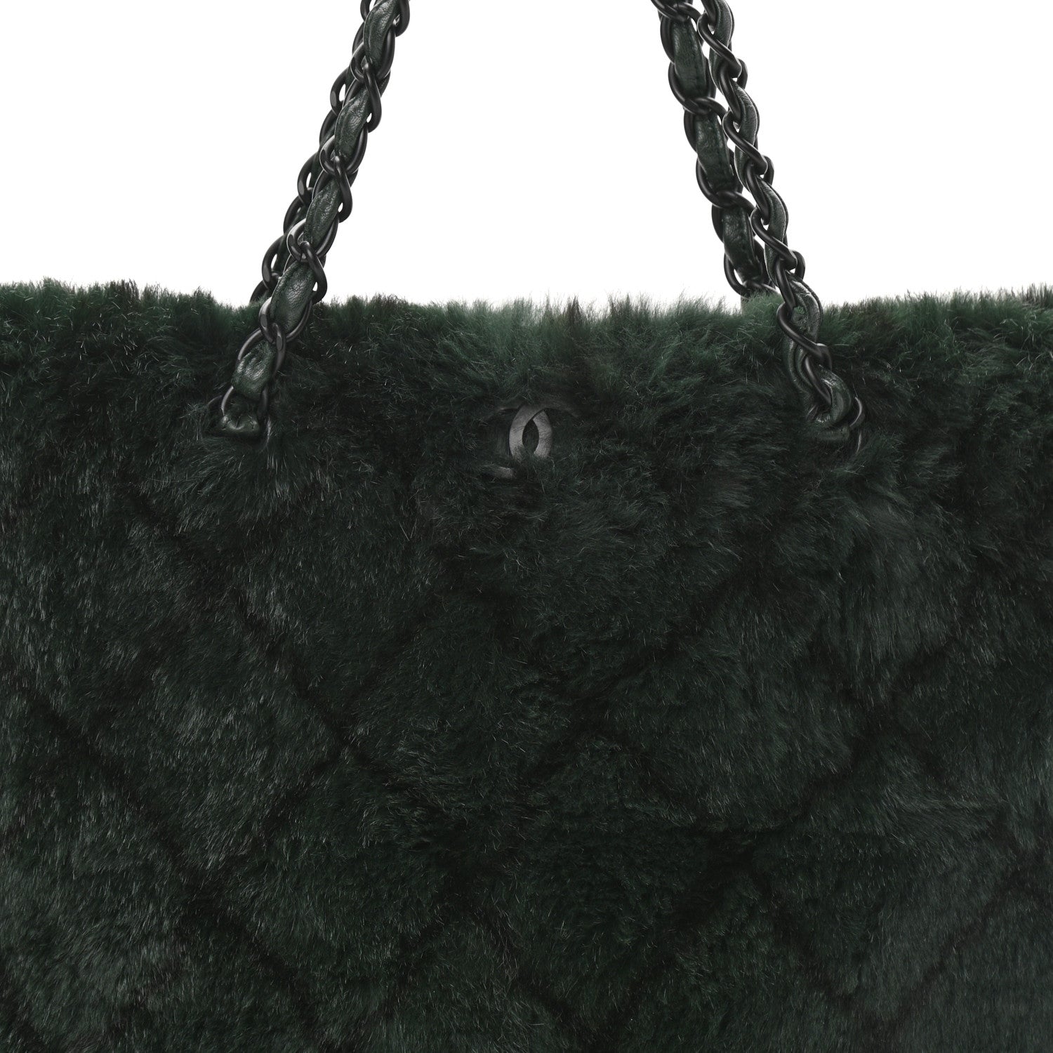 Chanel Lapin Fur Quilt Pattern Tote Green 8 of 10