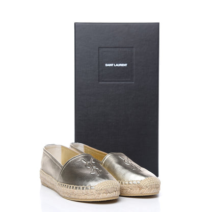 Saint Laurent Metallic Lambskin Monogram Espadrilles 35 Platino 9 of 9