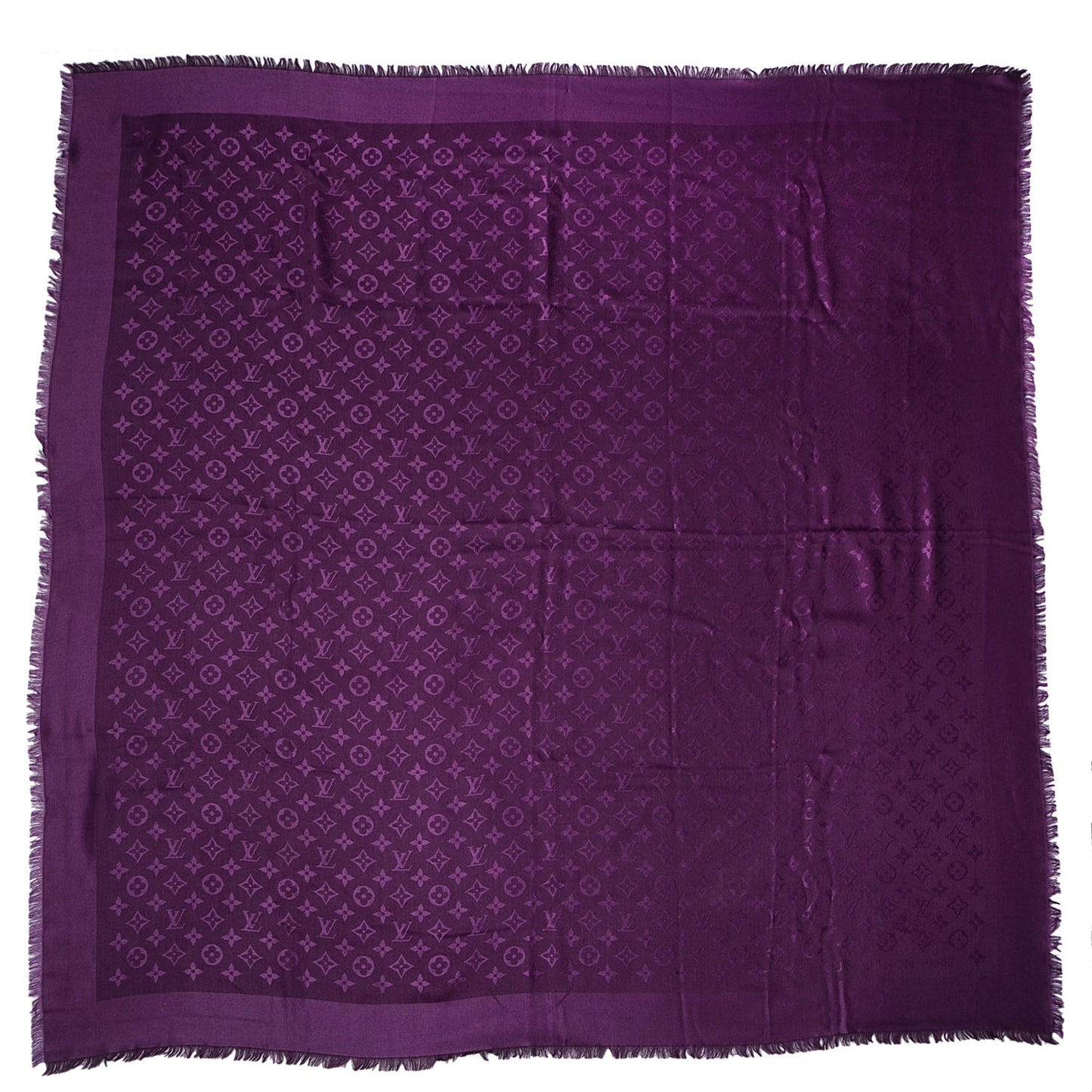 Silk Wool Monogram Shawl Cassis