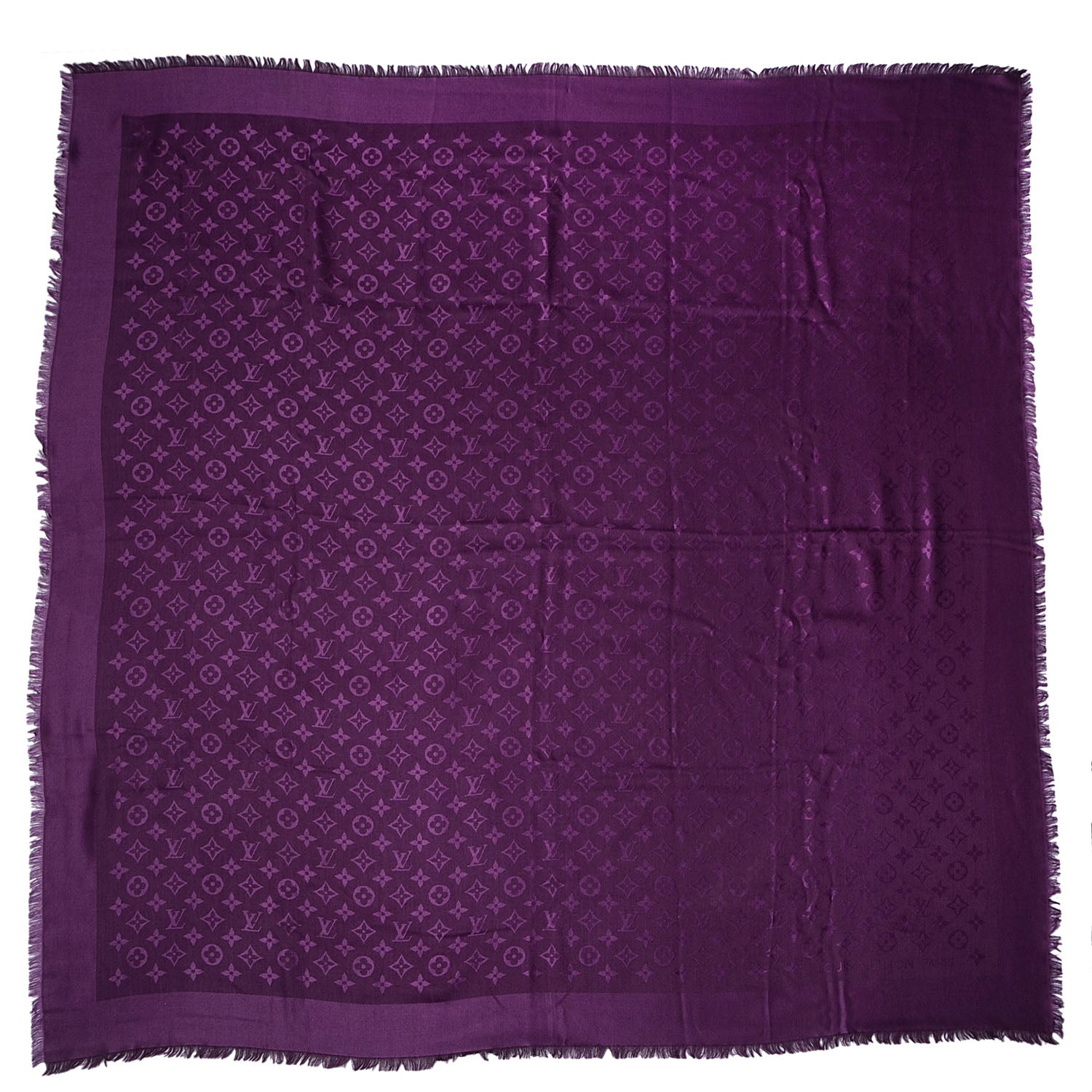 Louis Vuitton Silk Wool Monogram Shawl Cassis 3 of 5