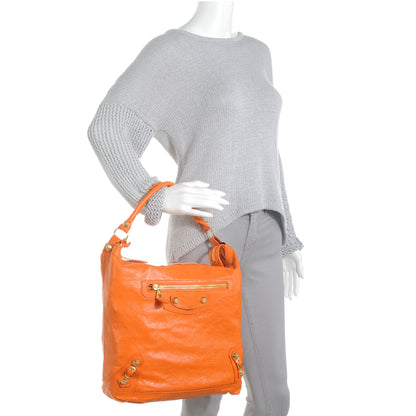 Balenciaga Agneau Giant 12 Gold Hardware Day Hobo Tangerine 2 of 8