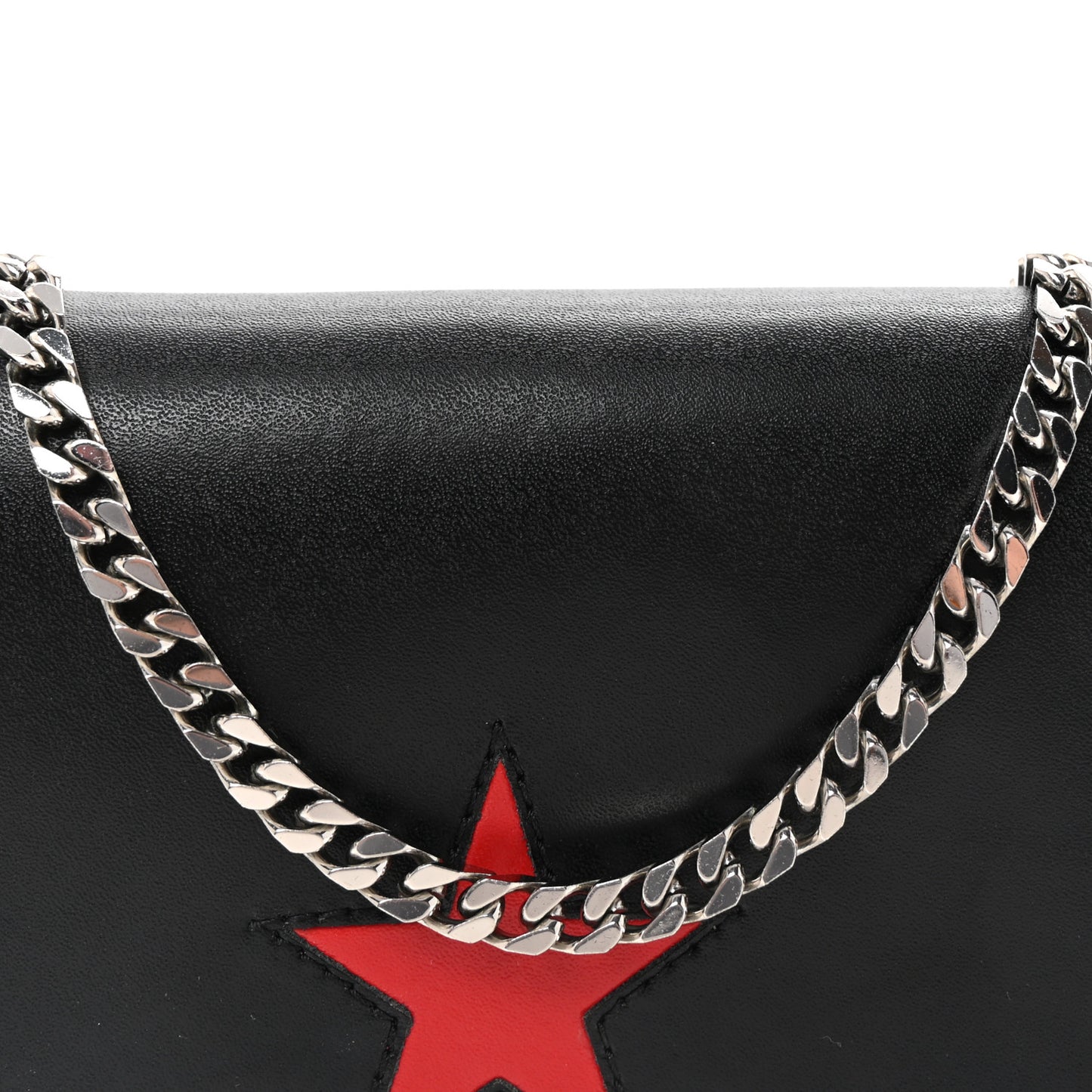 Calfskin Star Pandora Chain Wallet Black