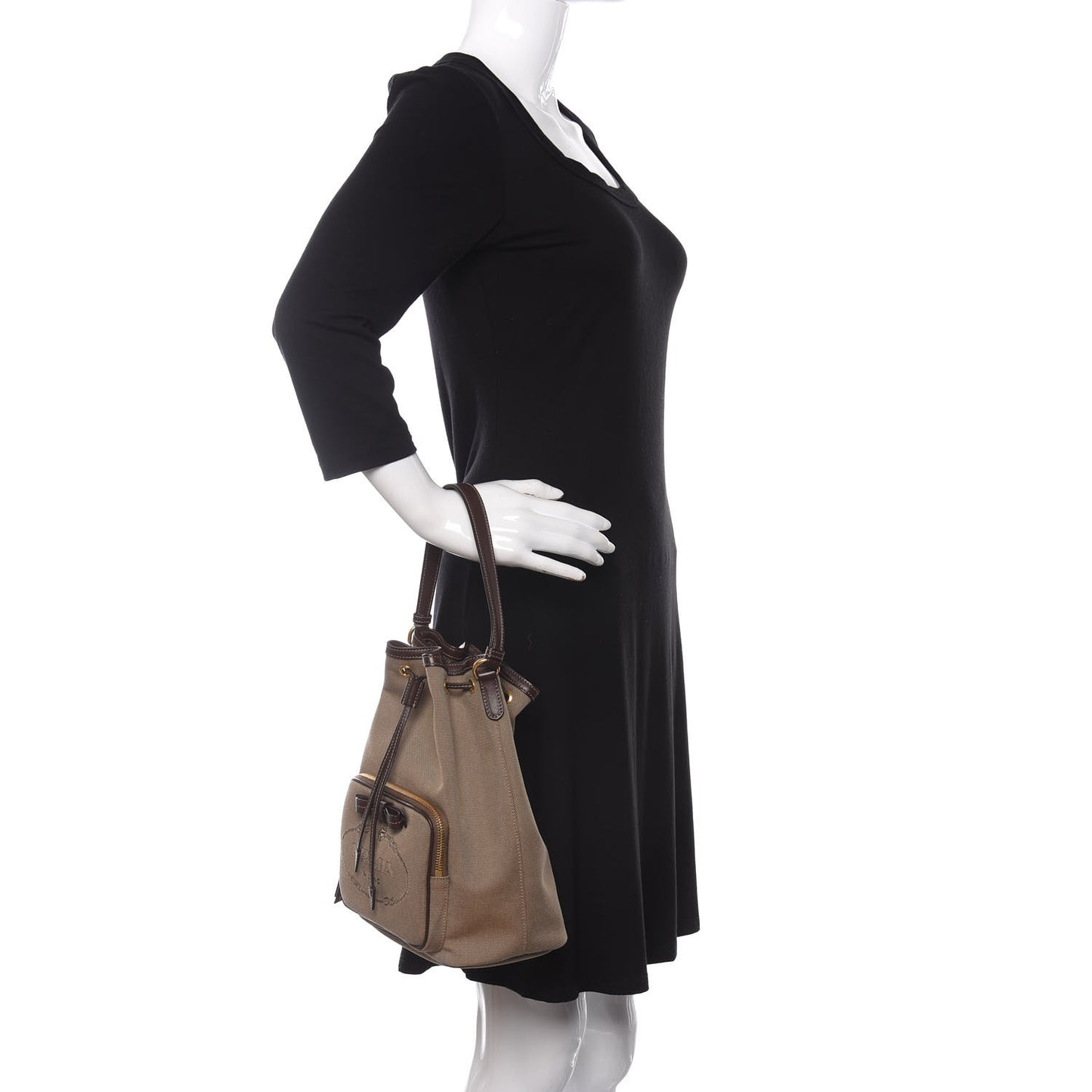 Jacquard Logo Mini Bucket Crossbody Bag Corda Bruciato