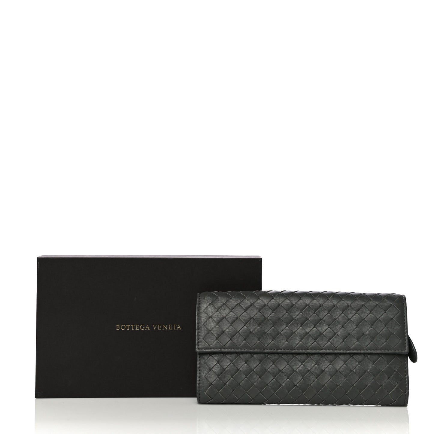 Nappa Intrecciato Continental Wallet Grey