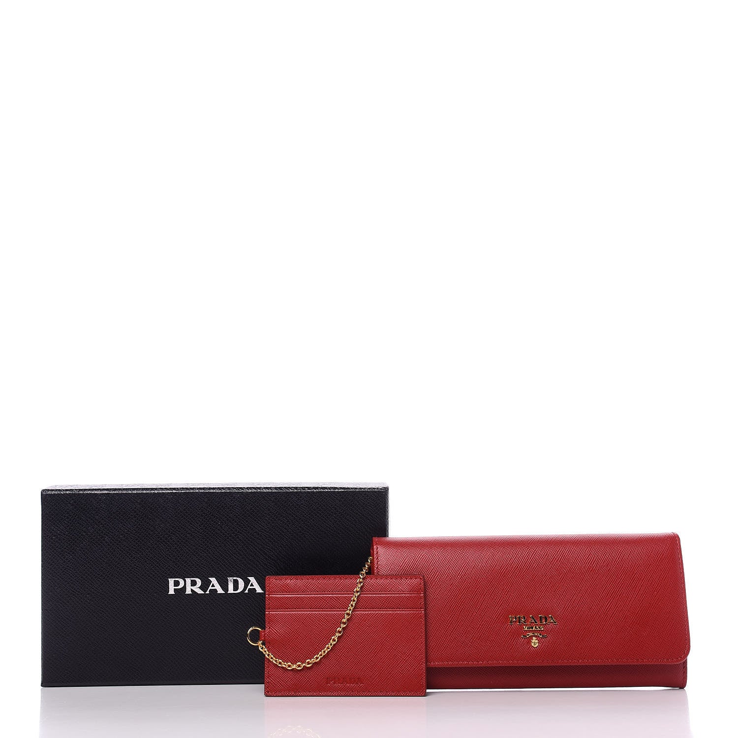 Prada Saffiano Triangle Continental Flap Wallet Fuoco 2 of 10