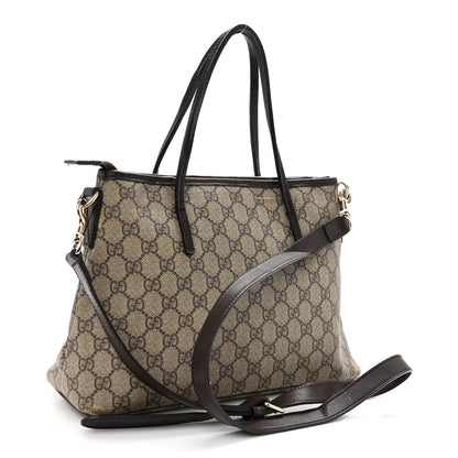 Gucci GG Supreme Monogram Small Zippered Tote Dark Brown 3 of 16