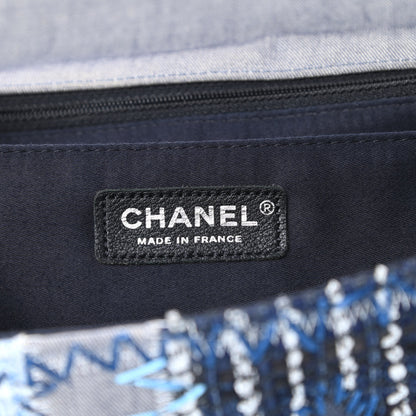 Chanel Denim Tweed Patchwork Jumbo Single Flap Blue 6 of 12