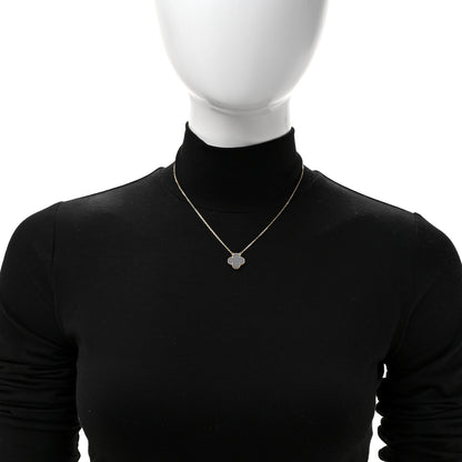 Van Cleef & Arpels 18K Yellow Gold Black Onyx Vintage Alhambra Pendant Necklace 3 of 7