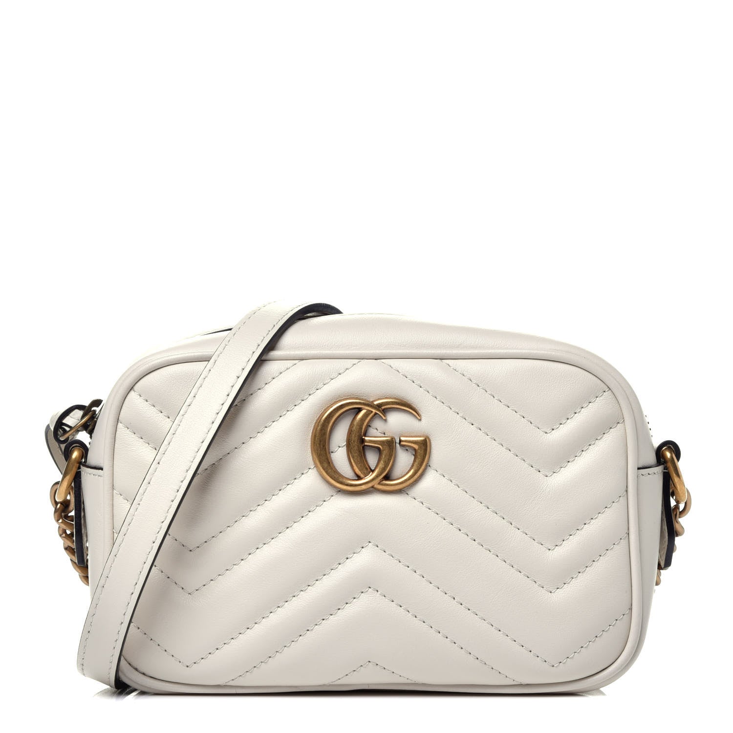 Gucci Calfskin Matelasse Mini GG Marmont Chain Shoulder Bag White 1 of 9