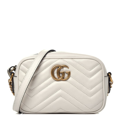 Gucci Calfskin Matelasse Mini GG Marmont Chain Shoulder Bag White 1 of 9
