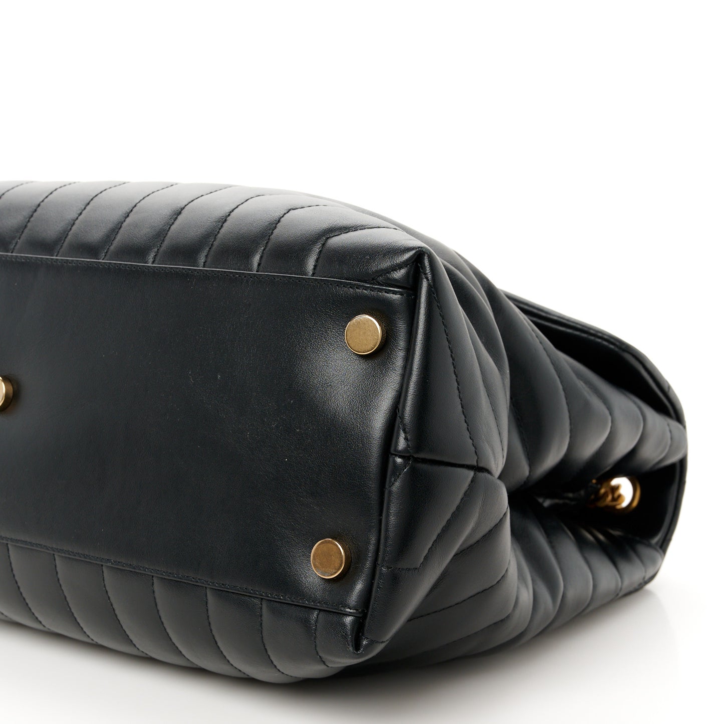 Calfskin Y Quilted Monogram Large Loulou Chain Satchel Black
