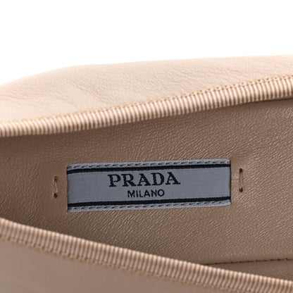 Prada Lambskin Bow Ballerina Flats 37 Nude 8 of 9