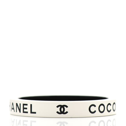 Chanel Resin Logo Bangle Bracelet White Black 2 of 4