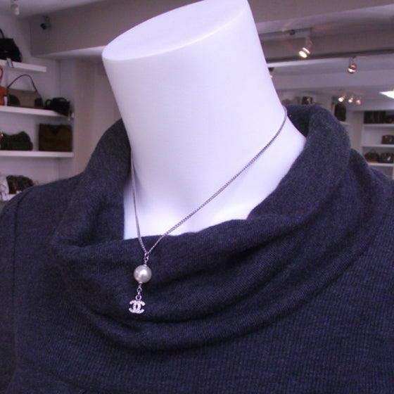 Chanel Pearl Crystal CC Necklace 2 of 5