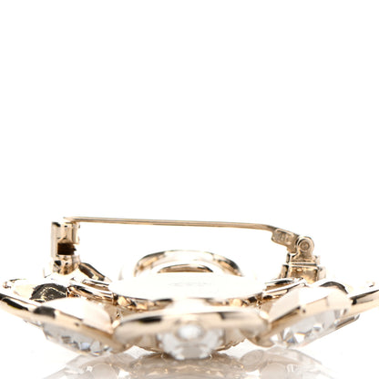 Chanel Pearl Crystal CC Brooch Pearly White Gold 5 of 5