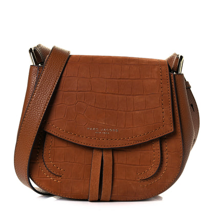 Marc Jacobs Calfskin Crocodile Embossed Maverick Saddle Bag Brandy 1 of 8
