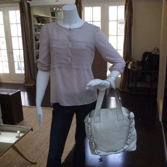 Lambskin Edgy Tote Ivory