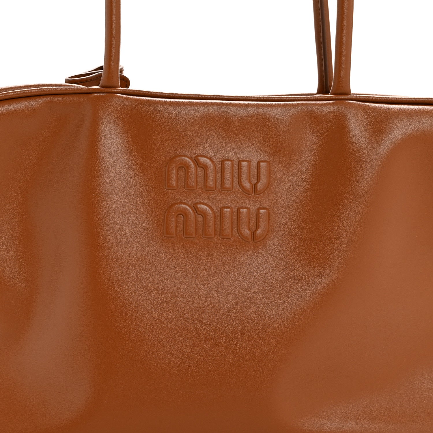 Miu Miu Soft Calf Softy Large Beau Top Handle Bag Cognac 7 of 13