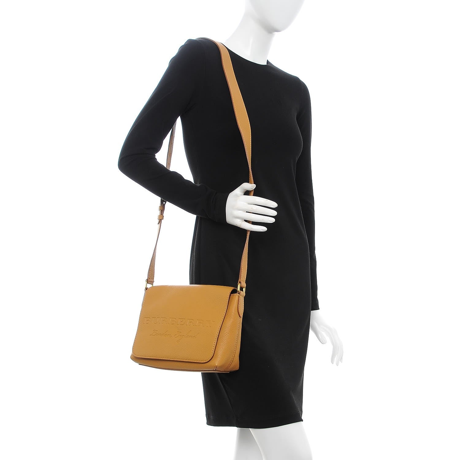 Burberry Signature Grain Small Burleigh Crossbody Bag Ochre Yellow 2 of 9