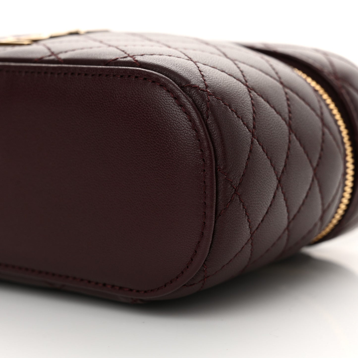Lambskin Quilted Mini Gaby Vanity Case Rouge Cabernet