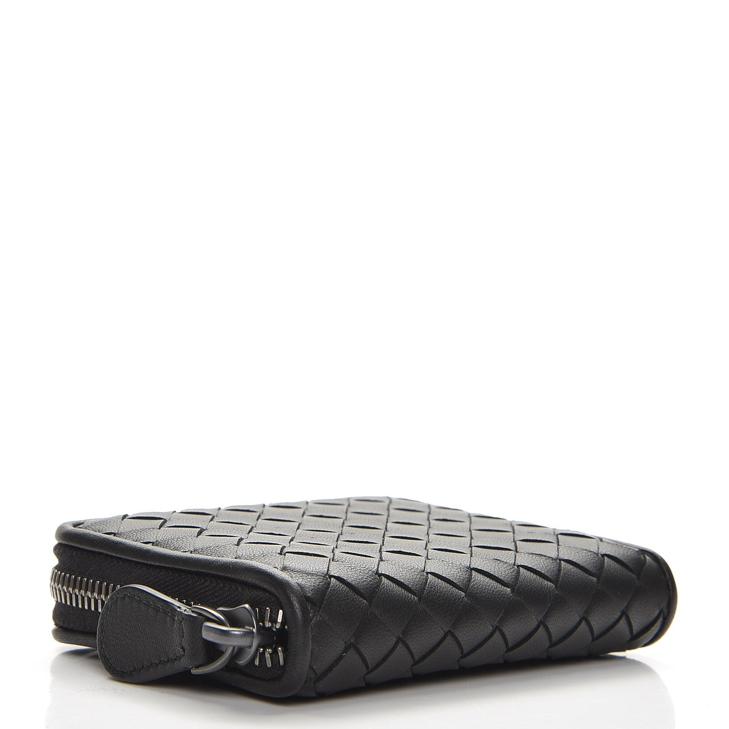 Nappa Intrecciato Zip Around Coin Purse Nero Black