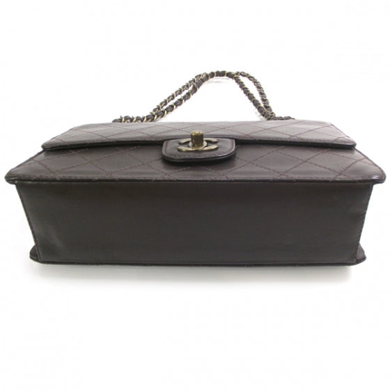 Lambskin Medium Flap Dark Brown