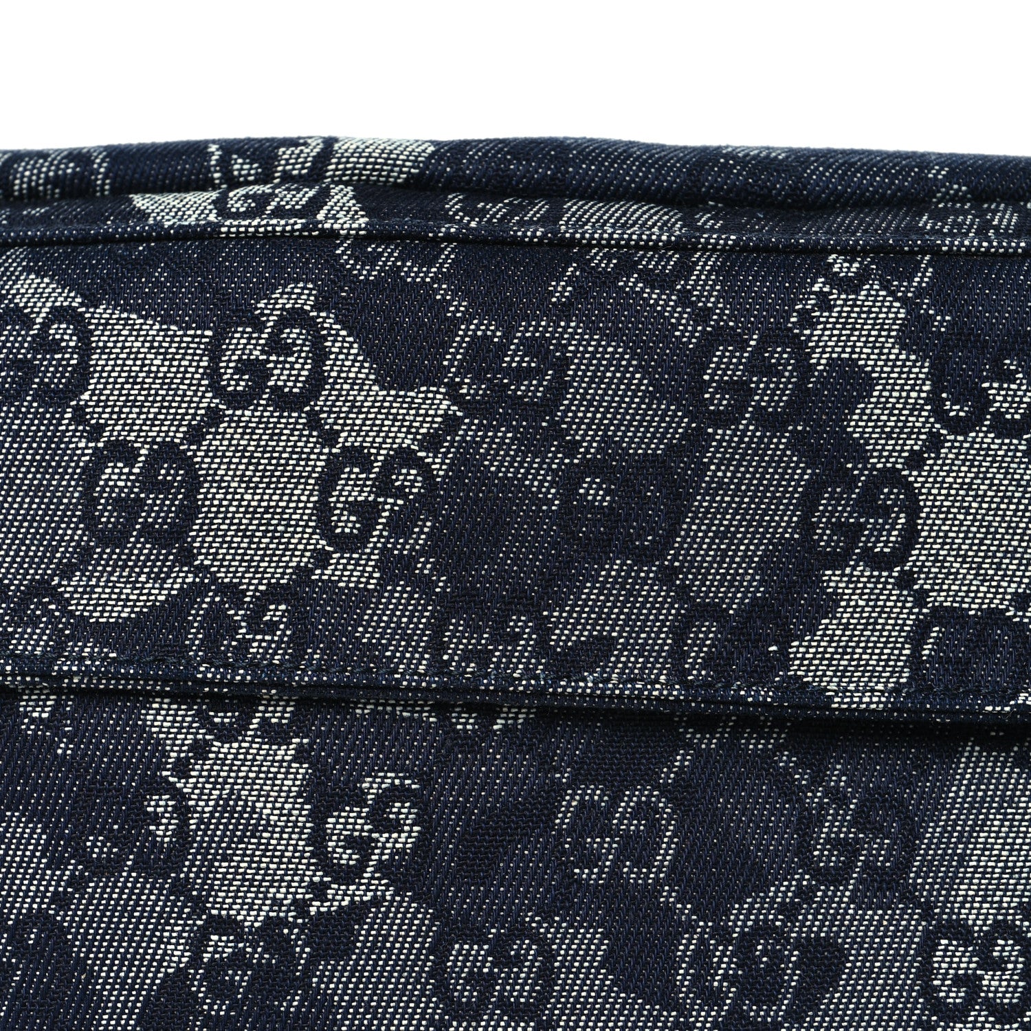 Gucci Denim Monogram Web Belt Bag Blue Multicolor 7 of 9