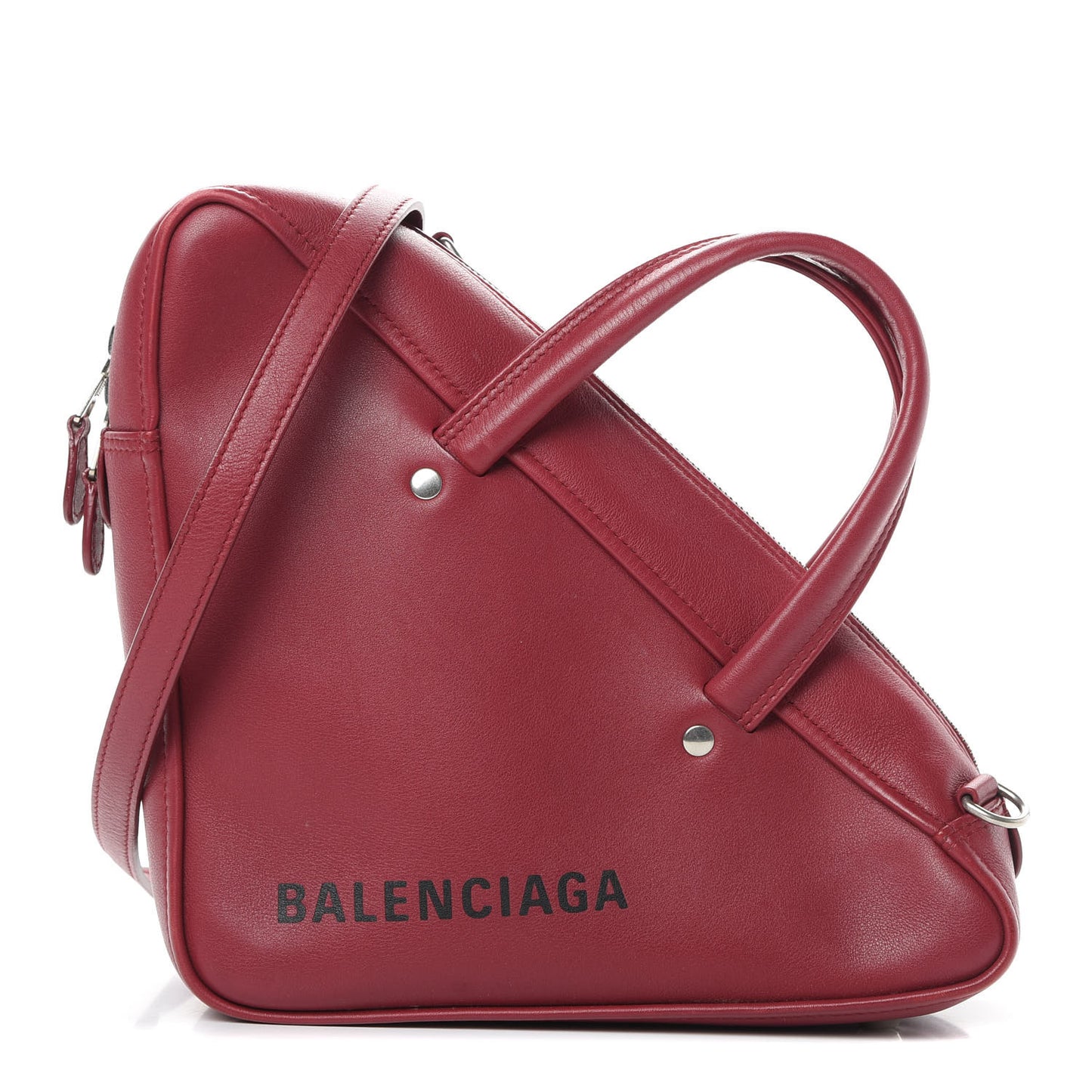 Shiny Day Calfskin S Triangle Duffle Rouge Grenat