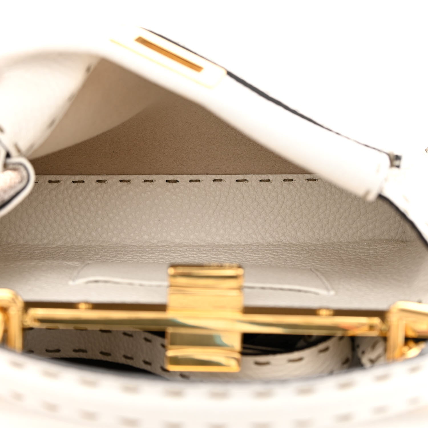 Fendi Cuoio Romano Selleria Mini Peekaboo Iconic Satchel White 5 of 14