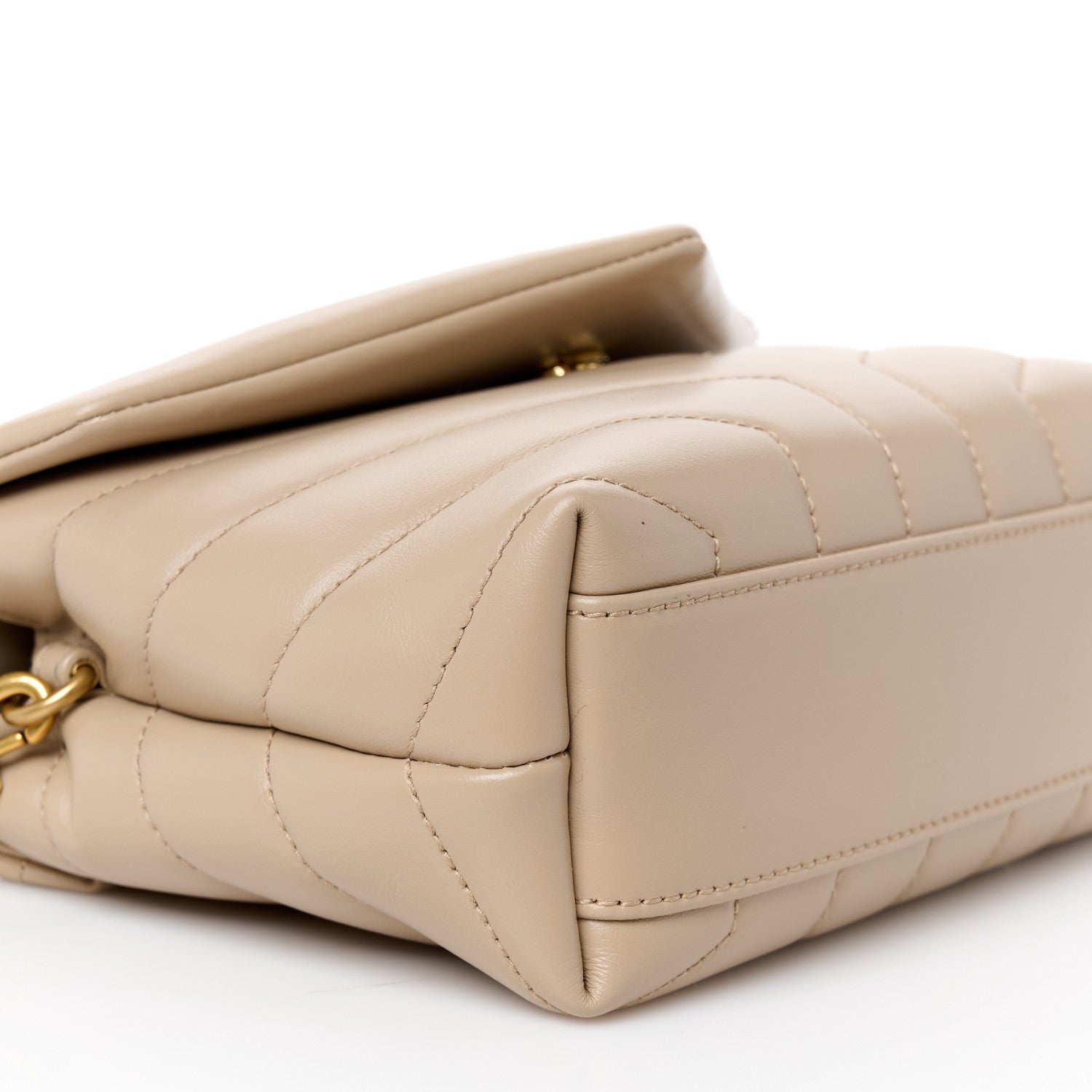 Saint Laurent Calfskin Y Quilted Monogram Toy Loulou Crossbody Bag Dark Beige 10 of 11