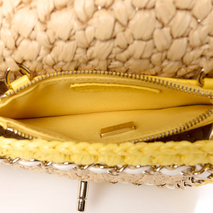 Chanel Raffia Chain Venice Beach Mini Flap Bag Beige Yellow 6 of 13