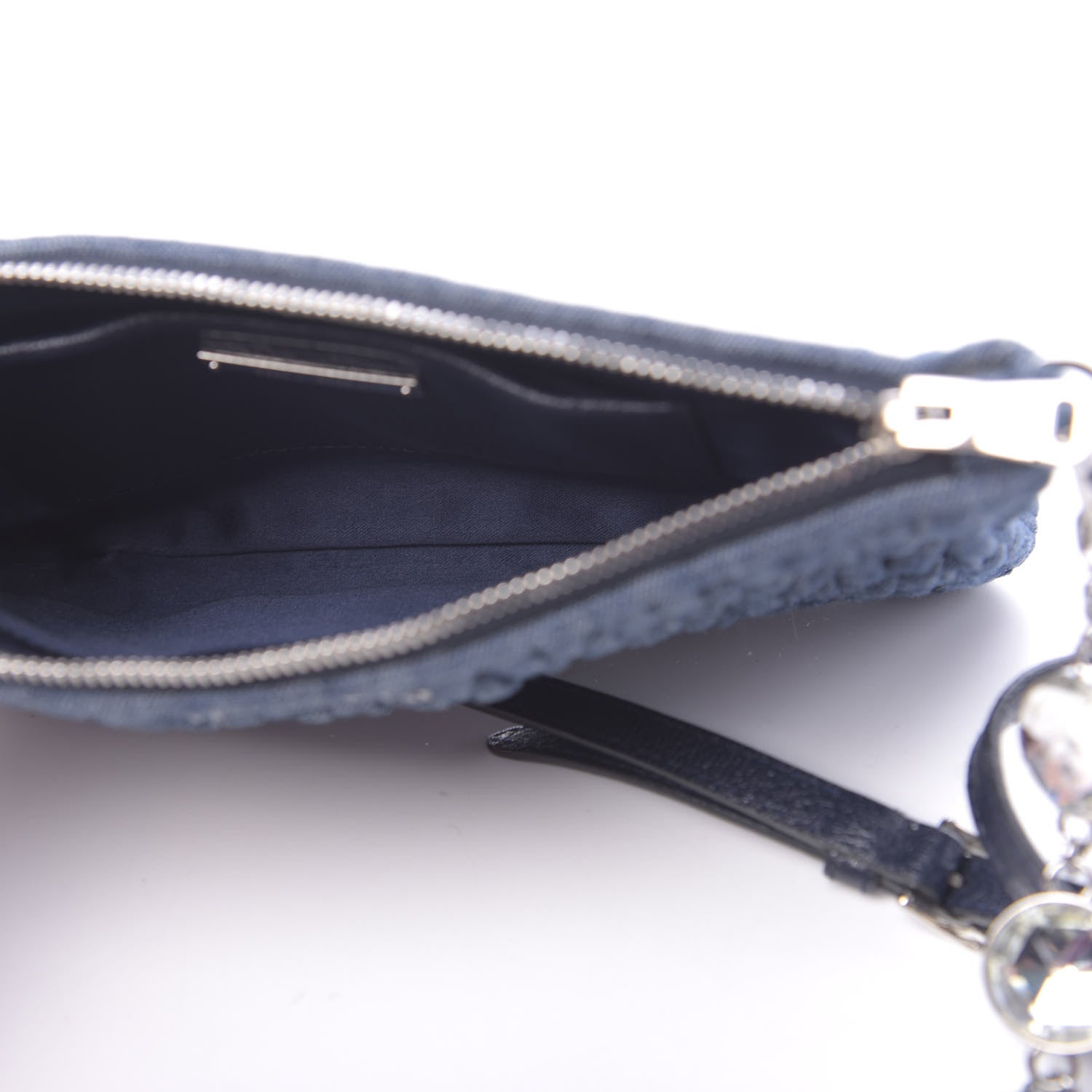 Miu Miu Denim Matelasse Crystal Chain Crossbody Bag Blue 5 of 10