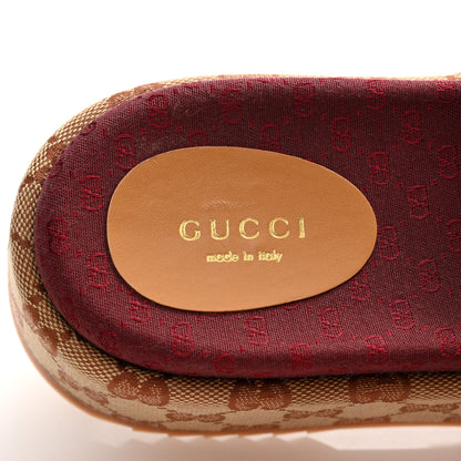 Gucci Canvas GG Monogram Angelina Platform Slide Sandals 39.5 Beige Ruggine 8 of 9