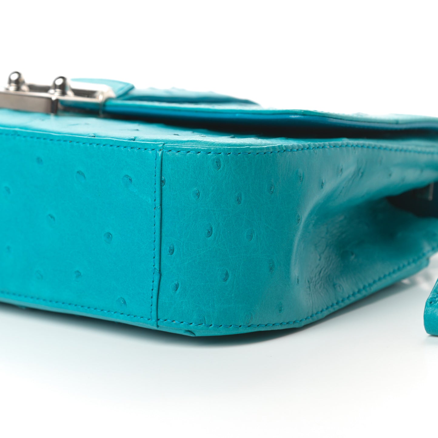 Ostrich Medium Miss Dior Flap Turquoise