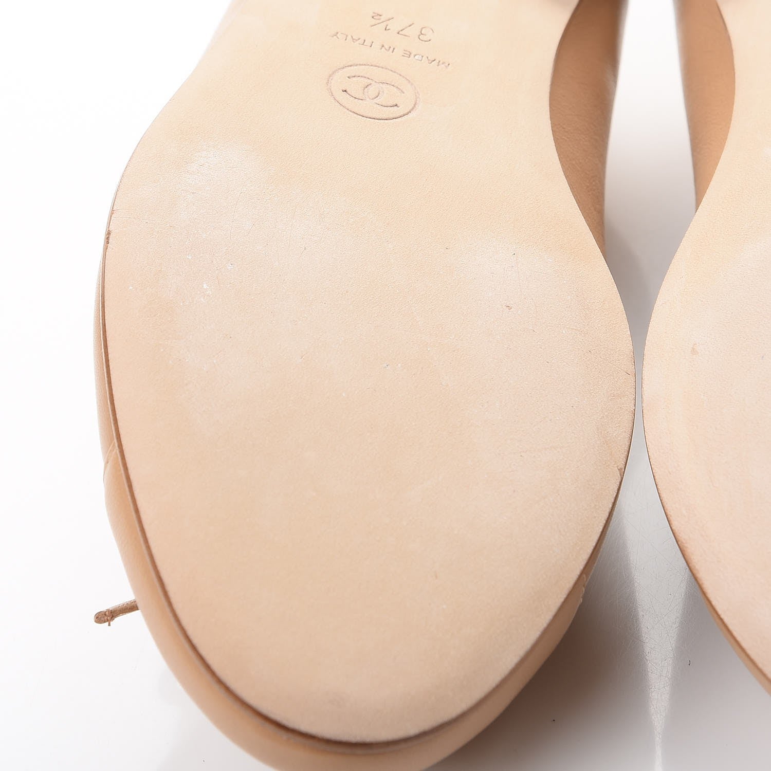 Chanel Lambskin Cap Toe CC Ballerina Flats 37.5 Dark Beige 12 of 14