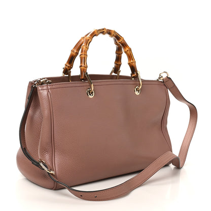 Gucci Pebbled Calfskin Medium Bamboo Shopper Tote Dark Cipria 3 of 10