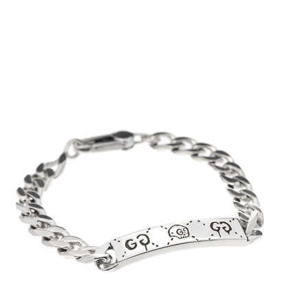 Gucci Sterling Silver GucciGhost Hamlet Skull ID Chain Bracelet 1 of 5