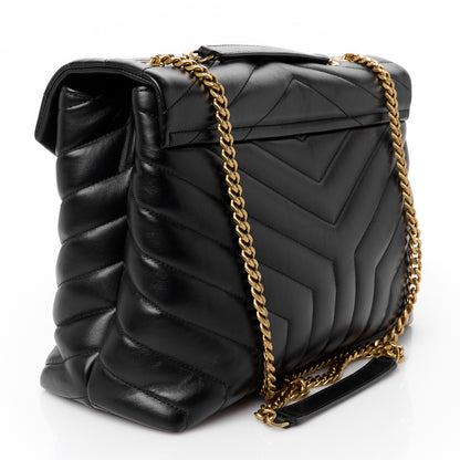 Saint Laurent Calfskin Y Quilted Monogram Medium Loulou Chain Satchel Black 3 of 11