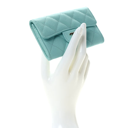Chanel Caviar Quilted Flap Card Holder Wallet Light Blue 2 of 8