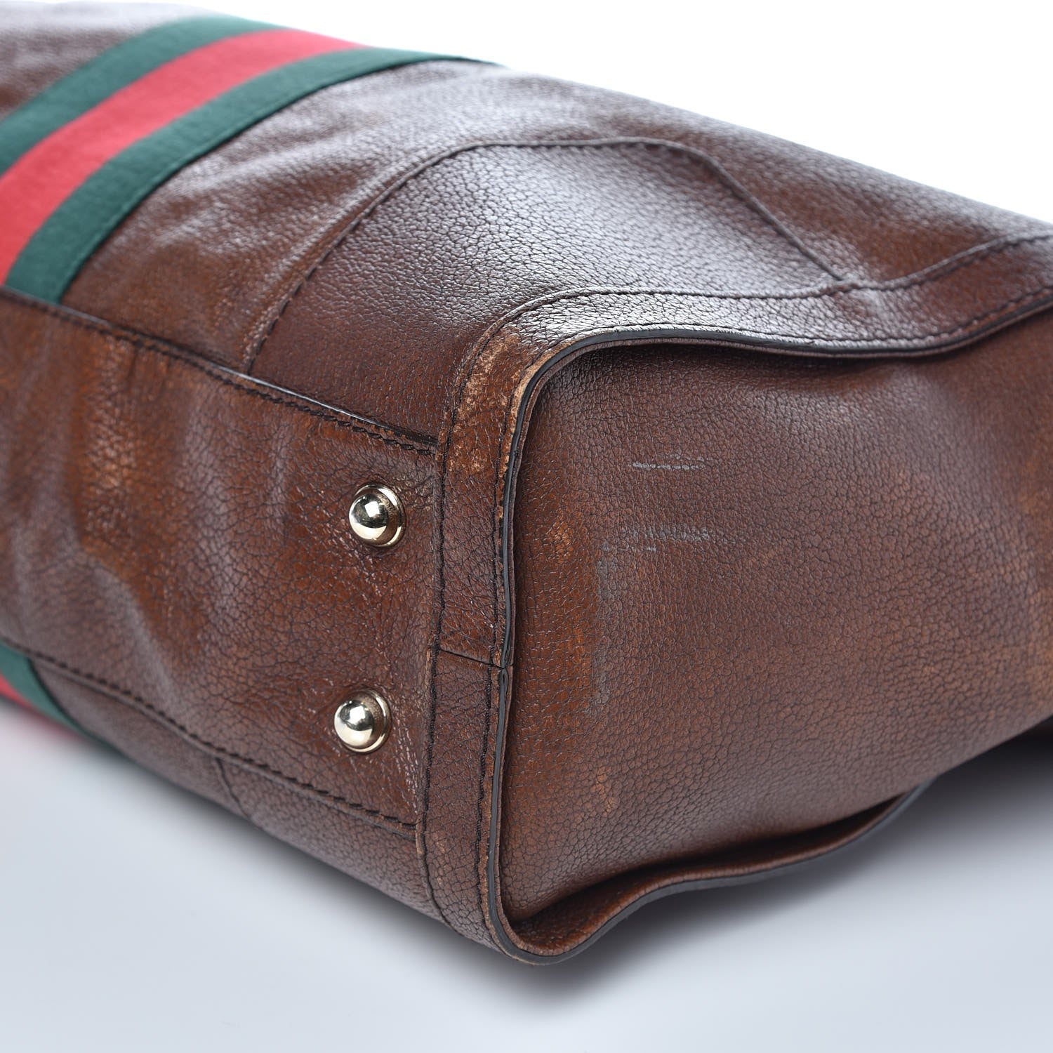 Gucci Calfskin Web Large Seventies Tote Brown 10 of 13