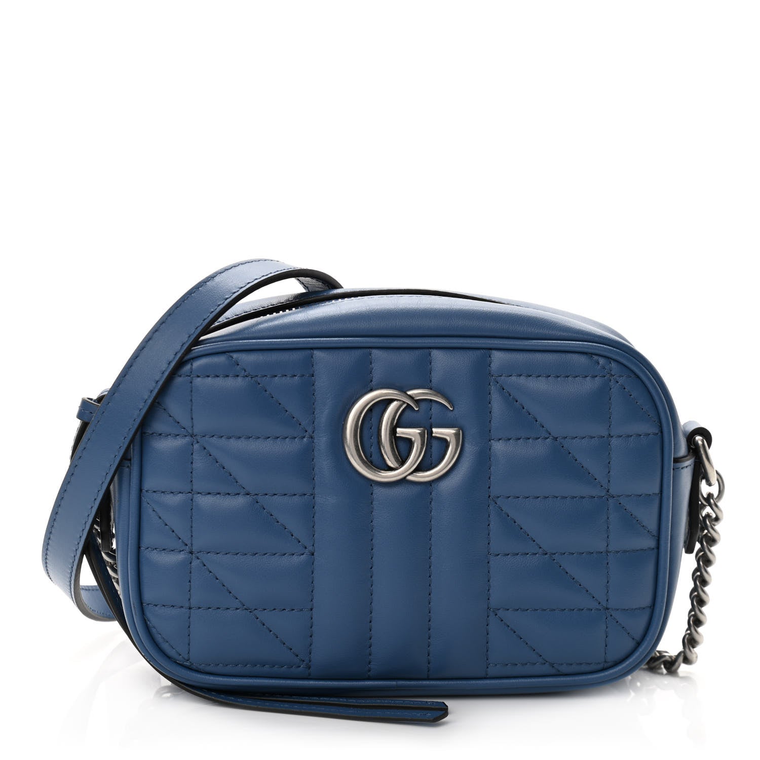 Gucci Calfskin Matelasse Aria Mini GG Marmont Chain Shoulder Bag Clear Blue 1 of 11