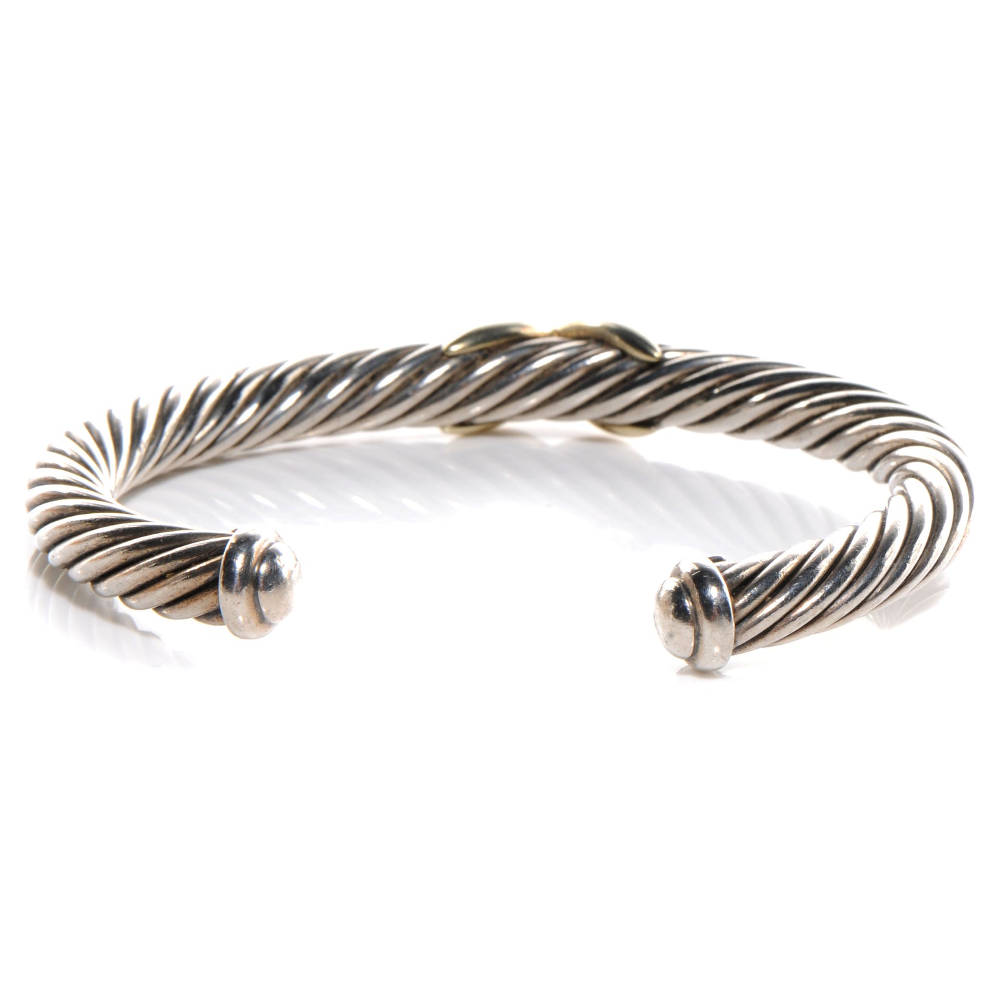 Sterling Silver 14K Yellow Gold 7mm X Station Cable Bracelet