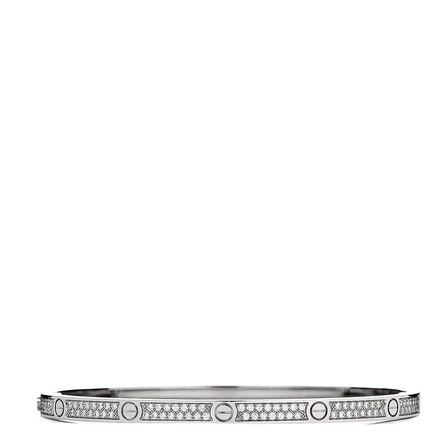 18K White Gold Diamond Small LOVE Paved Bracelet 17