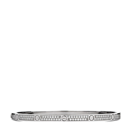 Cartier 18K White Gold Diamond Small LOVE Paved Bracelet 17 2 of 6