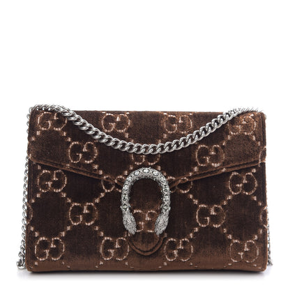 Gucci Velvet GG Monogram Mini Dionysus Chain Wallet Brown 1 of 10