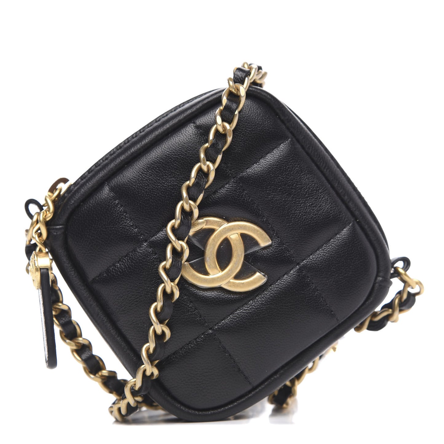 Lambskin Quilted Clutch With Chain Bag Black