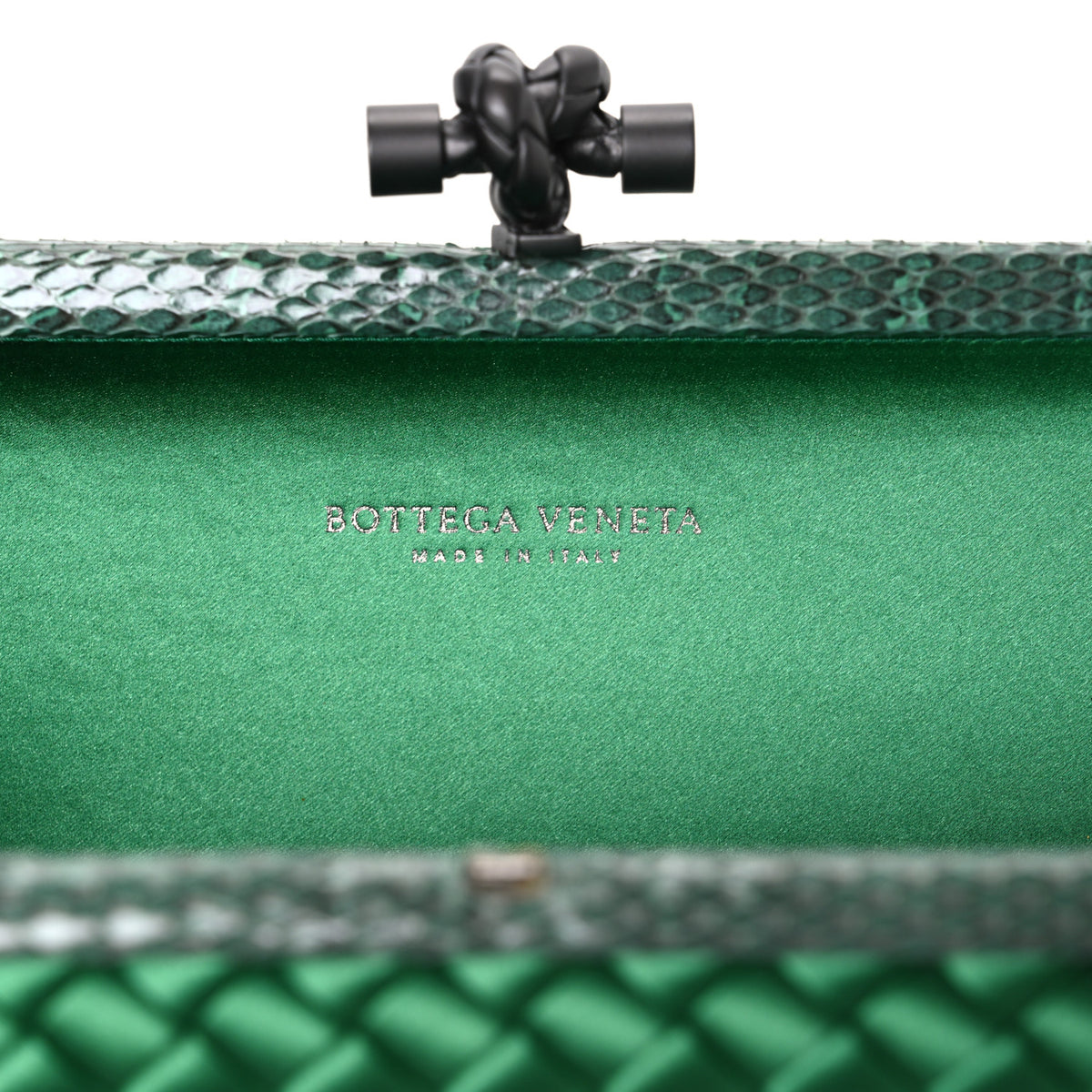 Bottega Veneta Satin Intreccio Impero Ayers Stretch Knot Clutch Emerald 6 of 7